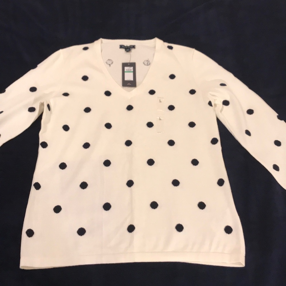 Tommy Hilfilger White with Navy Blue polka dots